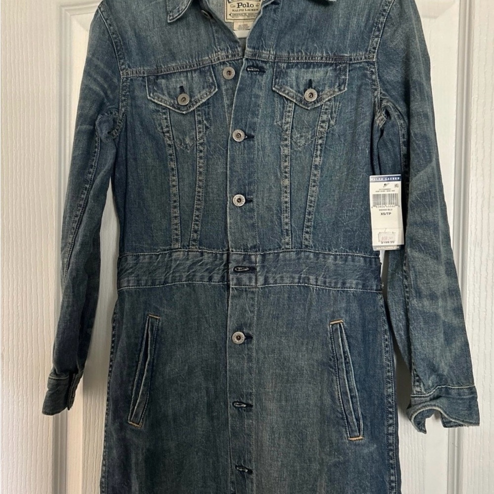 FLASH SALE - NWOT Ralph Lauren Denim Midi Dress Jacket in Washed Blue